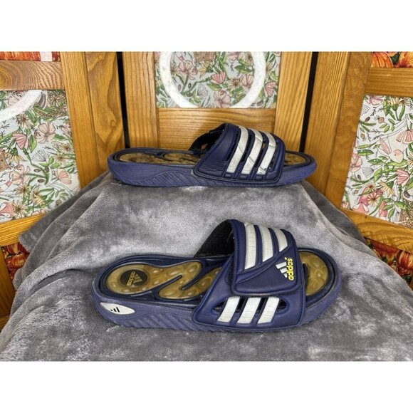 ADIDAS Vintage 2000 Y2k REPTOSSAGE Men's Slides Sandals Blue/Yellow Size 8 - Picture 3 of 12